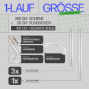 Innenlaufschienen inkl. Verbinder und Endkappen 390 cm 1-läufig + 2er Set Rundbogen