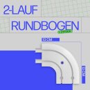 Gardinenschiene Komplettset inkl. Zubehör Weiß 450cm (1x90/3x120cm) 2-läufig + 2er Set Rundbogen