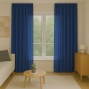 Dekoschal Ellen 2er Pack inkl. Raffhalter ( 140x145cm / Blau ) Blickdichter Vorhang mit Universalband