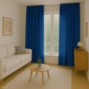 Dekoschal Ellen 2er Pack inkl. Raffhalter ( 140x145cm / Blau ) Blickdichter Vorhang mit Universalband