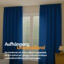 Dekoschal Ellen 2er Pack inkl. Raffhalter ( 140x145cm / Blau ) Blickdichter Vorhang mit Universalband