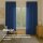 Dekoschal Ellen 2er Pack inkl. Raffhalter ( 140x145cm / Blau ) Blickdichter Vorhang mit Universalband