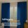 Dekoschal Ellen 2er Pack inkl. Raffhalter ( 140x145cm / Blau ) Blickdichter Vorhang mit Universalband
