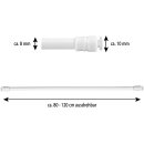 Klemmstange mit Schraubtechnik Ø10mm - ausziehbar 80-120cm (Weiß) ohne Bohren