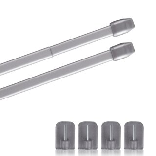 Vitragestangen ausziehbar 2er-Pack Silber Chrom matt 60-90 cm + 4 Selbstklebehaken