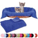 Tierdecke Katzendecke Mikrofaser ca. 80x120cm blau - königsblau